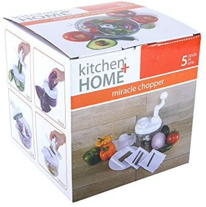 Kitchen + Home Manual Food Chopper - 4 in 1 Miracle Chopper, Salsa Maker, Blender, Slicer, Shredder and Julienne – As Seen on TV Manual Food Processor
