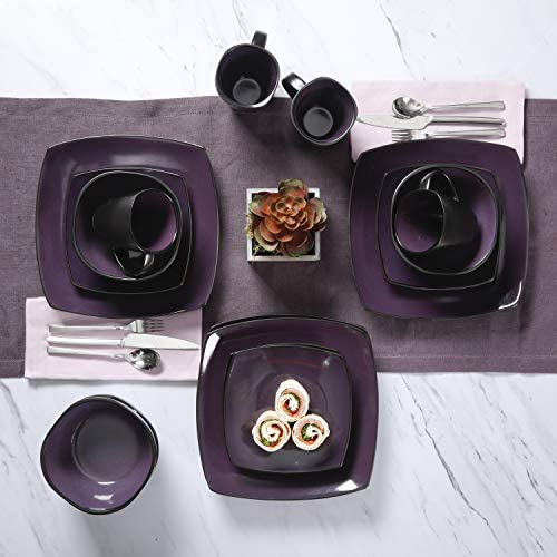 Gibson Soho Lounge Dinnerware set, Square, Purple