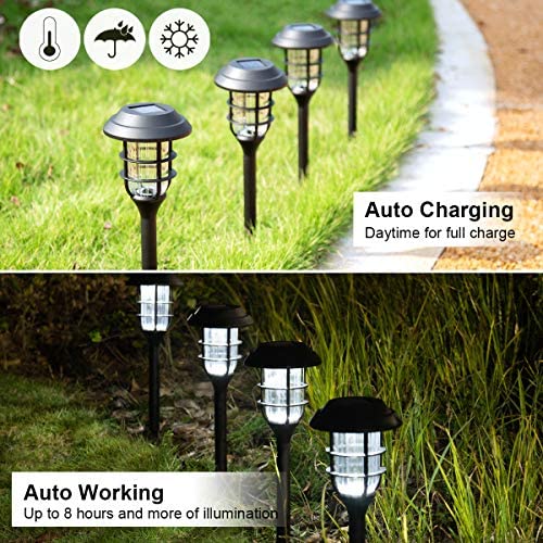 Solpex 8 Pack Solar Pathway Lights Outdoor, Solar Powered Garden Lights, Waterproof Led Path Lights for Patio, Lawn, Yard and Landscape-(Cold White)