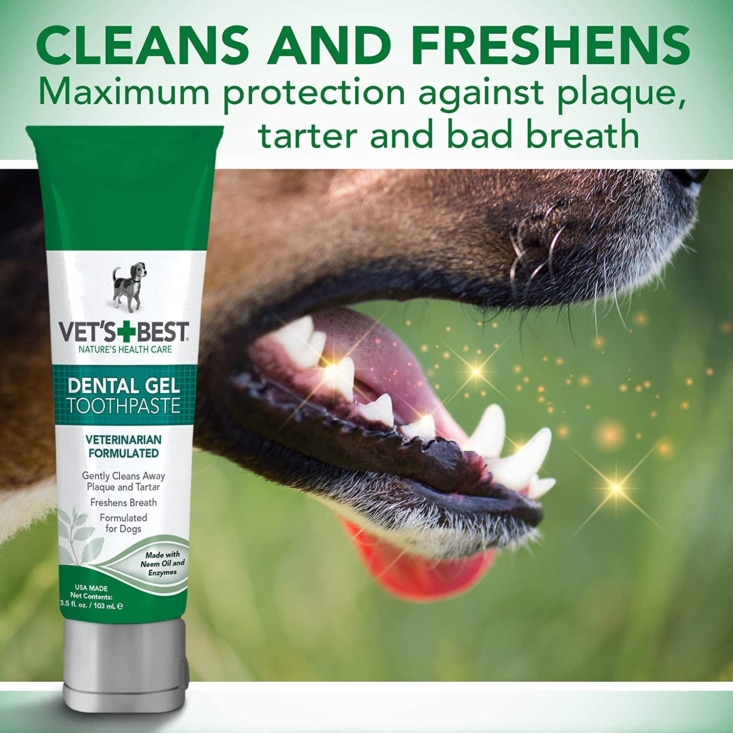 Vet’s Best Enzymatic Dog Toothpaste | Teeth Cleaning and Fresh Breath Dental Care Gel | Vet Formulated