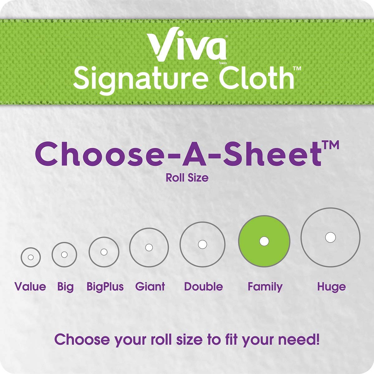 Viva Signature Cloth TaskSize Paper Towels, Soft & Strong Kitchen Paper Towels, White, 2 Packs of 6 Family Rolls (12 Family Rolls = 30 Regular Rolls)